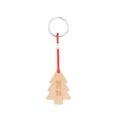 Llavero navideño de bambú en forma de árbol de navidad personalizable