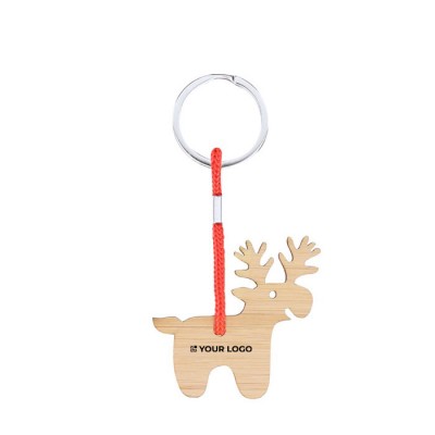 Llavero navideño de bambú en forma de reno para personalizar