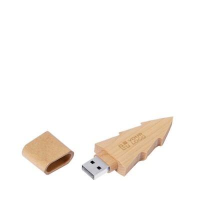 Memoria USB de madera en forma de pino con capucha 16GB