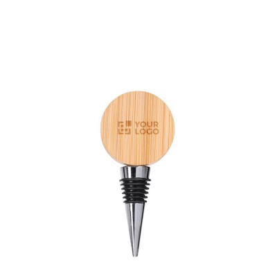 Tapón para botellas de madera en forma de circulo con abridor incluido
