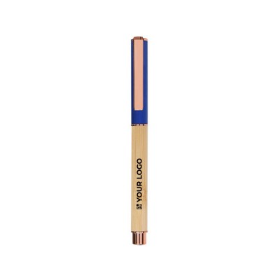 Roller de bambú y aluminio con detalles en oro rosa tinta azul