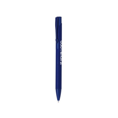 Bolígrafo de aluminio con mecanismo pulsador y acabado mate tinta azul