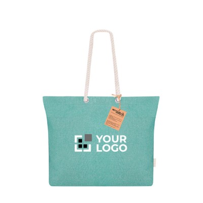 Bolsa de algodón reciclado y fuelle con asas de algodón 220 g/m2