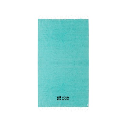 Fino pareo de algodón reciclado y RPET con flecos blancos 180 g/m2