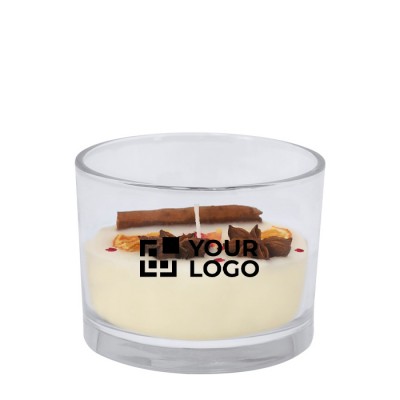 Vela aromática de cera vegetal con aroma a canela y cítricos