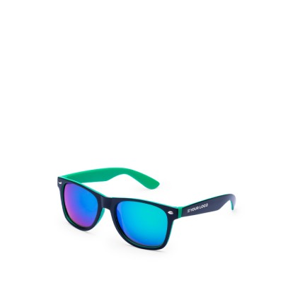 Gafas de sol con montura bicolor y lentes efecto espejo a juego