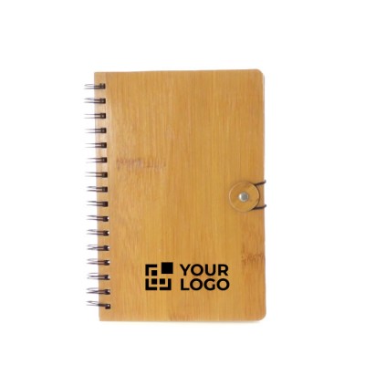 Cuadernos A5 promocionales tapas de bambú color marrón