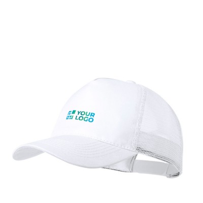 Gorra de 5 paneles con malla trasera y cierre ajustable de plástico