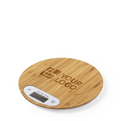 Báscula de cocina personalizada de bambú color natural