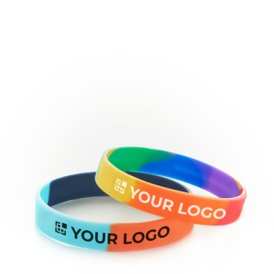 Pulseras publicitarias multicolor con logo