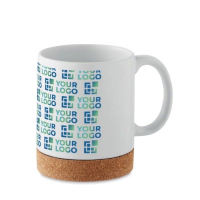 Taza para sublimación de cerámica blanca con base de corcho 280ml