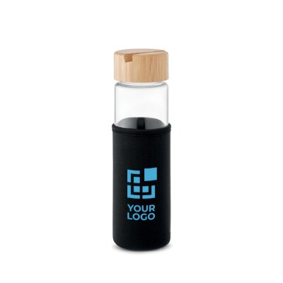 Botella de vidrio antifugas con tapa de soporte para smartphone 600ml