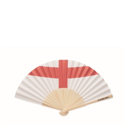 Abanico de bambú con diseño de distintas banderas Europeas vista de impresión