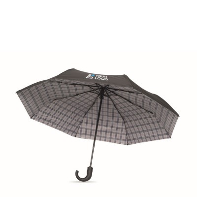 Paraguas plegable anti viento de pongee y diseño de cuadros Ø116