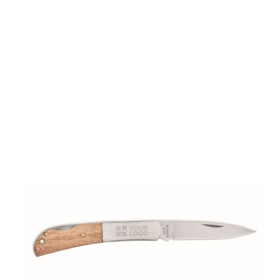 Navaja plegable con mango de madera y navaja de acero inoxidable