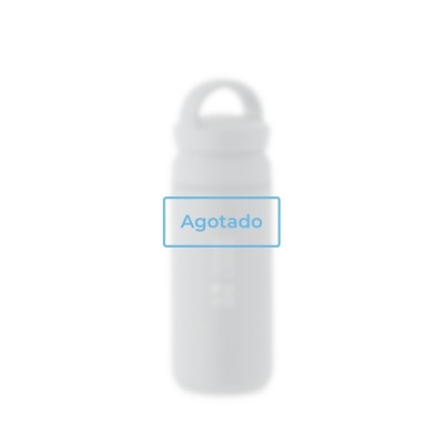 Botella termo pequeña de acero inoxidable anti fugas con asa 320ml color negro mate vista de impresión - Agotado