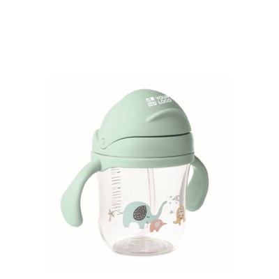 Vaso de tritan para bebes con pajita y doble agarre 250ml