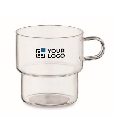 Taza hecha totalmente de borosilicato con diseño apilable 300ml