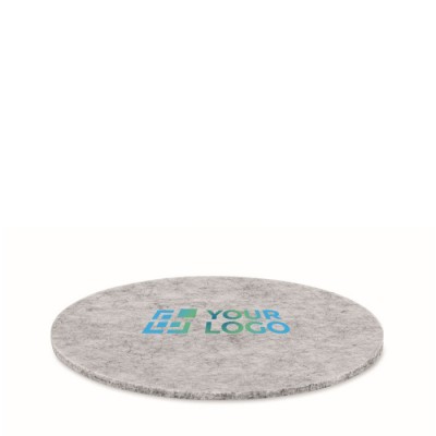 Posavasos en forma de circulo hecho de fieltro reciclado color gris vista de impresión