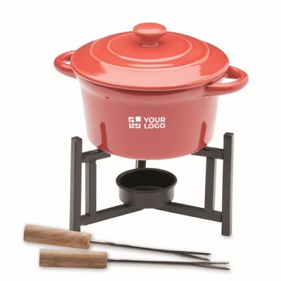 Juego pequeño de fondue para 2 de cerámica con 2 tenedores 300ml