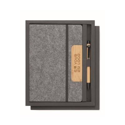 Libreta de tapa dura y fieltro con soporte de bambú para móvil A5