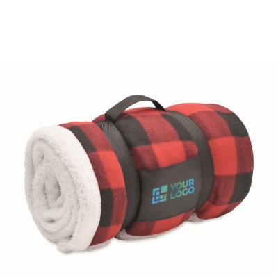 Manta de diseño cuadriculado de sherpa y poliéster 230g/m2