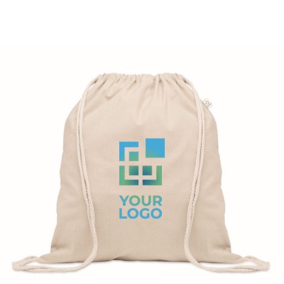 Mochila de cuerdas color natural de algodón reciclado y RPET 140g/m2