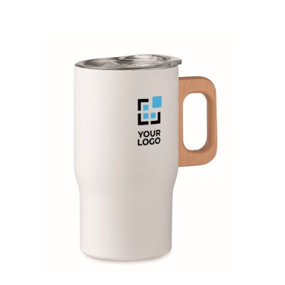 Taza de acero inoxidable reciclado con asa de madera 350ml