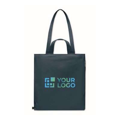 Bolsa de la compra de asas cortas con bolsillo lateral 380 g/m2