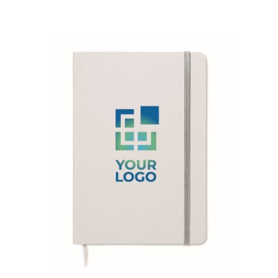 Libreta con banda elástica y marca páginas a color páginas a rayas A5