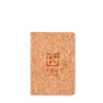Porta pasaportes de corcho con compartimiento para tarjetas