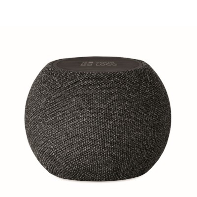 Altavoz redondo con detalle de bambú negro en parte superior