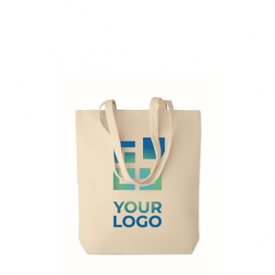 Bolsa de la compra de canvas con asas largas y fuelle 270 g/m2