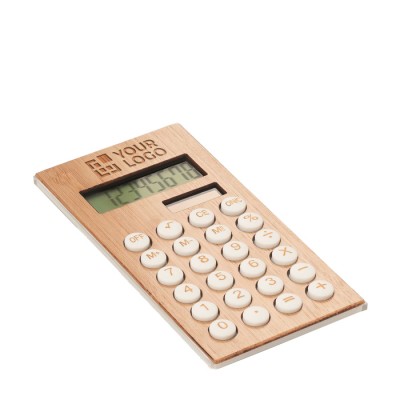 Calculadora de bambú personalizada color madera