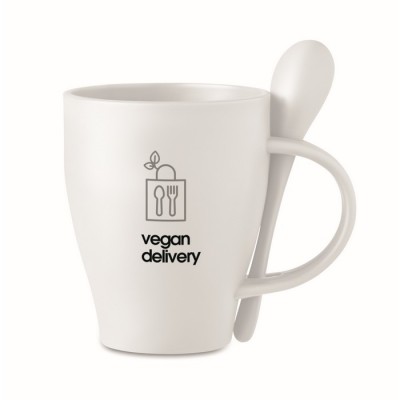 Tazas para empresas con cuchara de color blanco vista principal