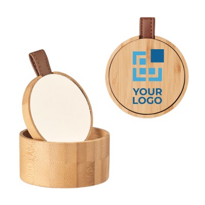 Joyero con logotipo y espejo de color madera