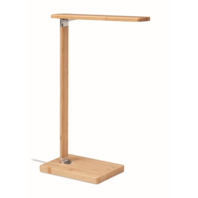 Lámpara de sobremesa con cargador color madera