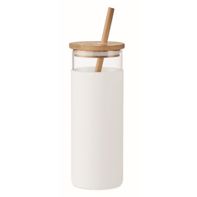 Vaso con funda de silicona y pajita