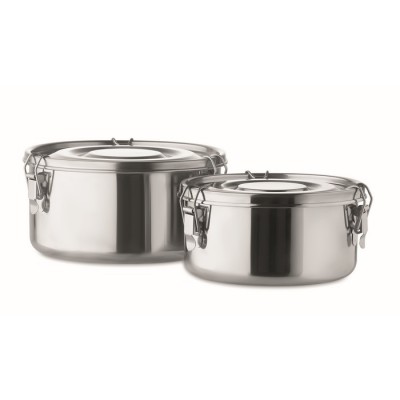 Set de 2 fiambreras de acero color plateado mate