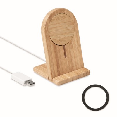 Cargador con soporte de bambú