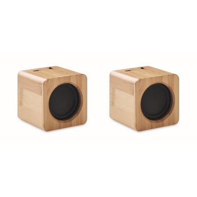 2 altavoces con carcasa de bambú