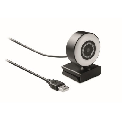 Webcam con micrófono y anillo luminoso
