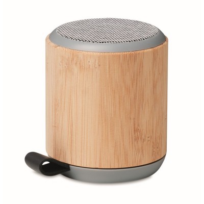 Altavoz con carcasa de bambú y asa