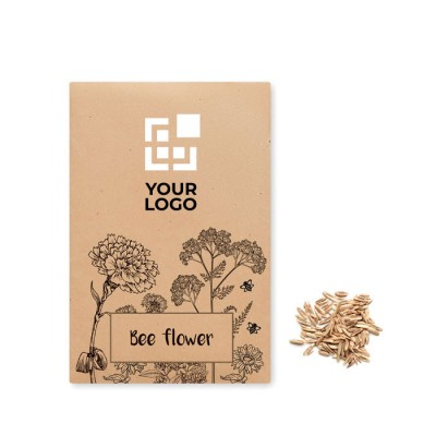 Semillas de flor de abeja en sobre color beige