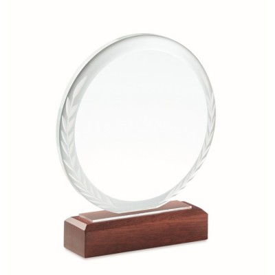 Trofeo redondo de cristal con base