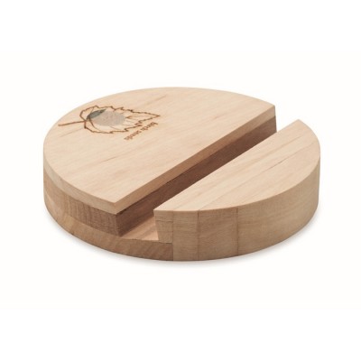 Soporte para móvil de madera con semillas