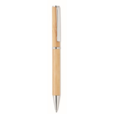 Bolígrafo de bambú con detalles en metal