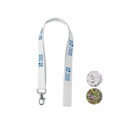 Lanyard de 20mm de papel reciclado con semillas de flores silvestres