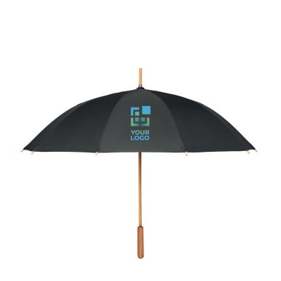 Paraguas de pongee RPET manual antiviento con estructura de bambú Ø104