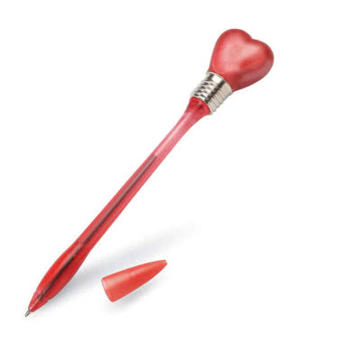 Bolígrafo con corazón para publicidad color Rojo